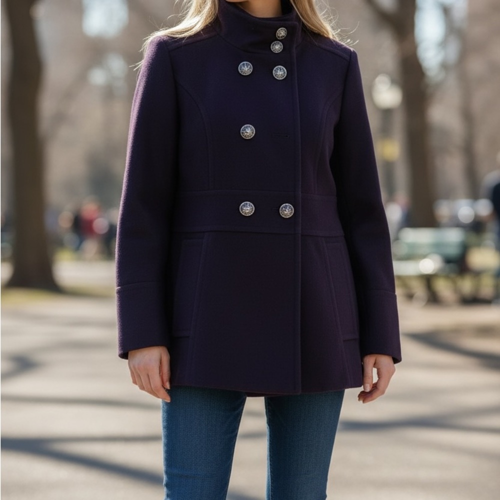 Liz Claiborne Deep Purple Pea Coat